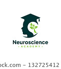 Light Bulb with Graduate Hat Logo Design Vector. Neuroscience Student Logo. Concept of school education, academic, campus, university and college. 132725412