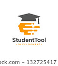 Student Head with Technology Logo Design Vector. Concept of school education, academic, campus, university and college. 132725417