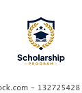 Scholarship Badge and Logo Design Vector. Concept of school education, academic, campus, university and college. 132725428