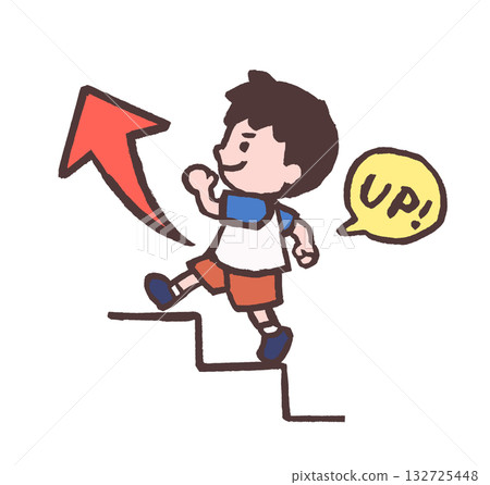 Illustration of a boy stepping up Illustration of a boy stepping up 132725448