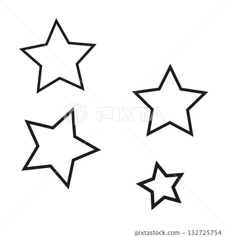 Four star icons. Vector shapes set. Outline symbol design. Decorative element illustration. 132725754