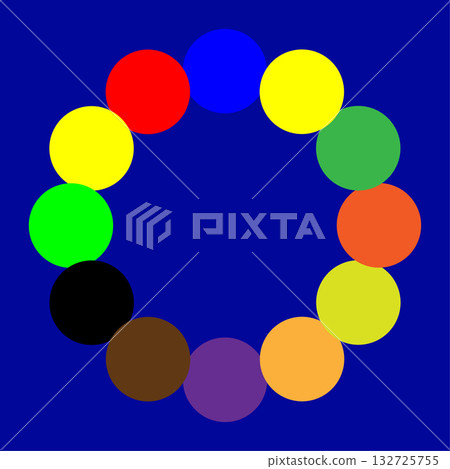 Color wheel illustration. Dots palette composition. Circular colors pattern. Vector spectrum element. Color wheel illustration. Dots palette composition. Circular colors pattern. Vector spectrum element. 132725755