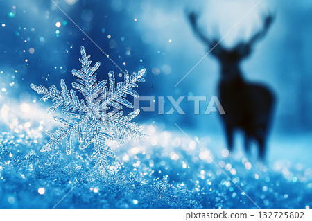 雪花和鹿 132725802