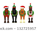A group of draft horses decorated for Christmas A group of draft horses decorated for Christmas 132725957