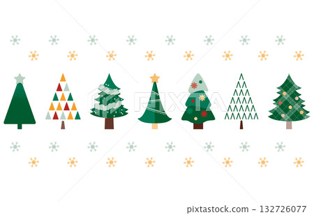Colorful Christmas tree illustration set 132726077