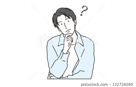 插畫素材:一個男人抬頭沉思 插畫素材:一個男人抬頭沉思 132726080