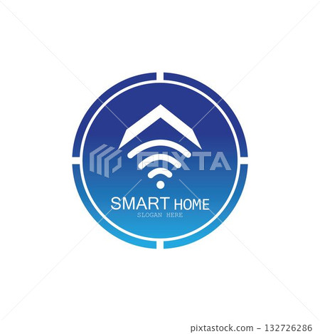 Wifi House Vector Logo.Smart City Tech Icon Vector. City Net Logo Concept Vector Wifi House Vector Logo.Smart City Tech Icon Vector. City Net Logo Concept Vector 132726286