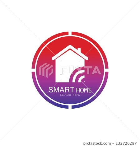 Wifi House Vector Logo.Smart City Tech Icon Vector. City Net Logo Concept Vector Wifi House Vector Logo.Smart City Tech Icon Vector. City Net Logo Concept Vector 132726287