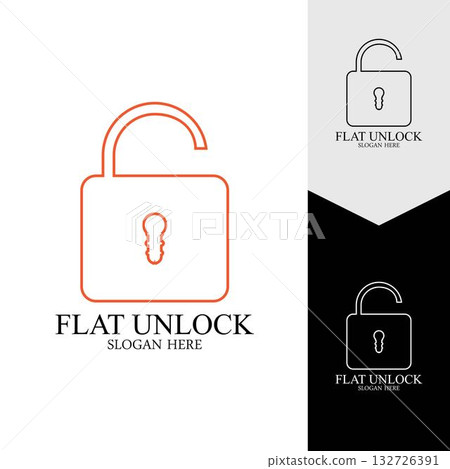 Flat unlock icon vector background 132726391