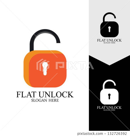 Flat unlock icon vector background 132726392