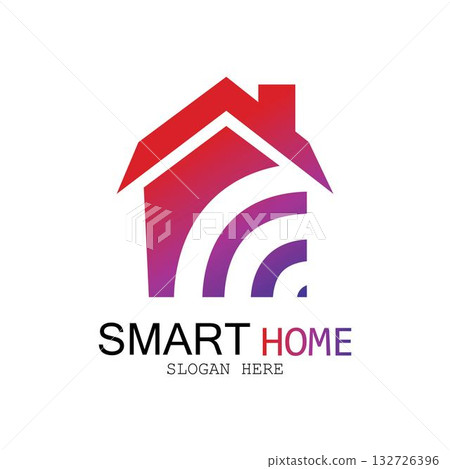 Wifi House Vector Logo.Smart City Tech Icon Vector. City Net Logo Concept Vector 132726396