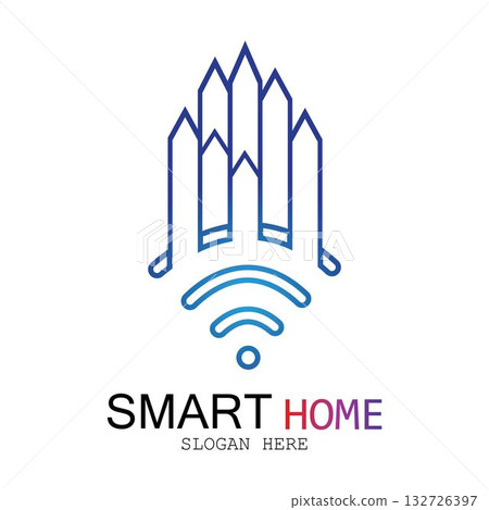 Wifi House Vector Logo.Smart City Tech Icon Vector. City Net Logo Concept Vector Wifi House Vector Logo.Smart City Tech Icon Vector. City Net Logo Concept Vector 132726397