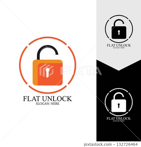 Flat unlock icon vector background Flat unlock icon vector background 132726464