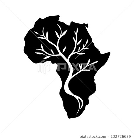 Abstract Labyrinth African Continent Design Symbolizing Direction and Wisdom 132726689