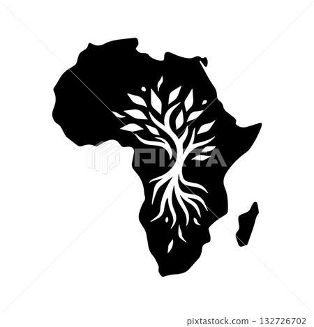 Wavy Dotted Line Africa Map Logo Expressing Flowing Unity and Diversity Wavy Dotted Line Africa Map Logo Expressing Flowing Unity and Diversity 132726702