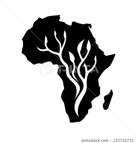 Bold Painted Abstract African Continent Design Expressing Energy and Heritage 132726735