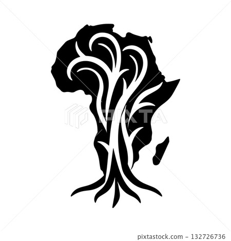Thick Brush Stroke Africa Logo Showing Strong Artistic Culture and Power Thick Brush Stroke Africa Logo Showing Strong Artistic Culture and Power 132726736
