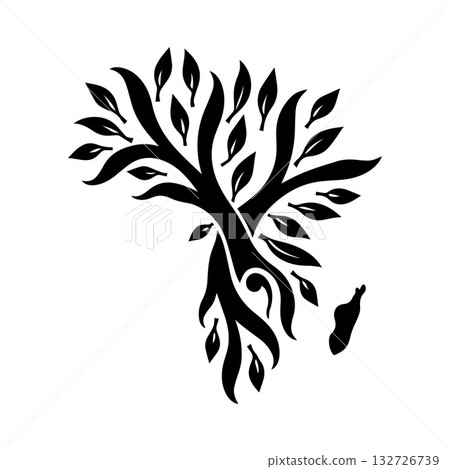 Abstract Spinning Line African Map Design Showing Togetherness and Strength 132726739