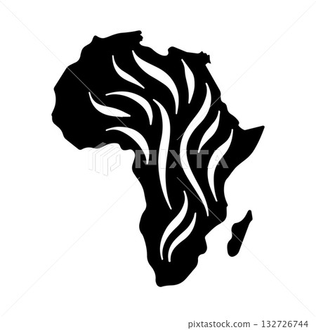 Heritage Inspired Africa Continent Symbol Showing Strong Roots and Tradition 132726744