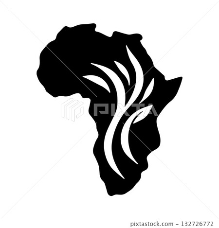 Bold Artistic Brush Style African Map Logo Celebrating Cultural Expression 132726772