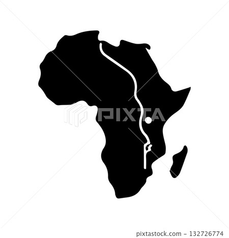 Modern Tribal Line Art African Map Logo Emphasizing Strong Cultural Heritage 132726774