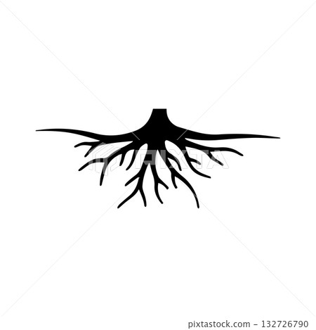 Letter-inspired fibrous root expressing creative identity and growth 132726790
