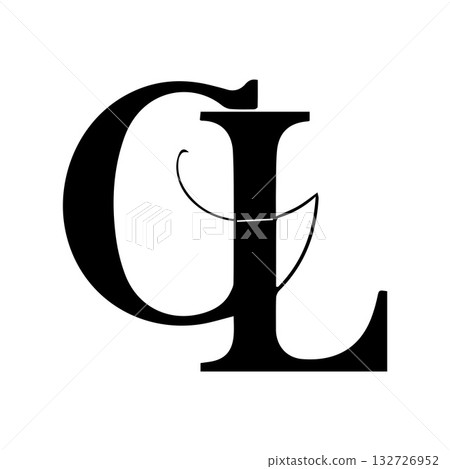 Elegant Black CL Symbol Mimicking Metal Shine and Structural Sophistication 132726952