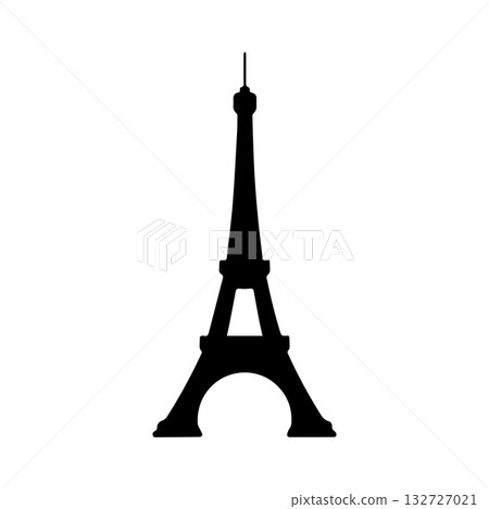 Silhouette Eiffel Tower Logo Reflecting French Culture and Simplicity 132727021