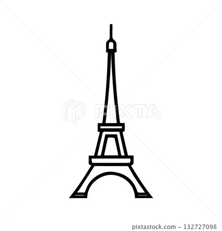 Modern French Tower Symbol Formed by Minimal Triangular Architecture Modern French Tower Symbol Formed by Minimal Triangular Architecture 132727098