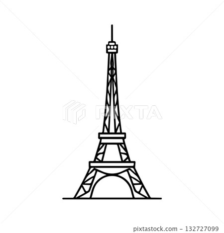 Abstract Geometric Eiffel Tower Logo Expressing Strength and Precision 132727099