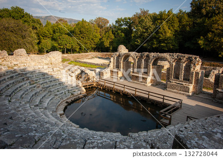 The UNESCO world heritage site of Butrint at sunset light, Buthrotum, Albania. High quality photo The UNESCO world heritage site of Butrint at sunset light, Buthrotum, Albania. High quality photo 132728044