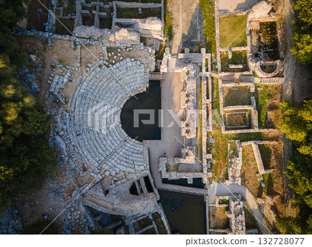 The UNESCO world heritage site of Butrint at sunset light, Buthrotum, Albania. High quality photo The UNESCO world heritage site of Butrint at sunset light, Buthrotum, Albania. High quality photo 132728077