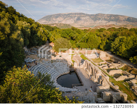 The UNESCO world heritage site of Butrint at sunset light, Buthrotum, Albania. High quality photo 132728093