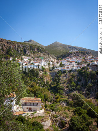 Coastal village of Dhermi with white houses on the slope of mountains. Albania. High quality photo Coastal village of Dhermi with white houses on the slope of mountains. Albania. High quality photo 132728123