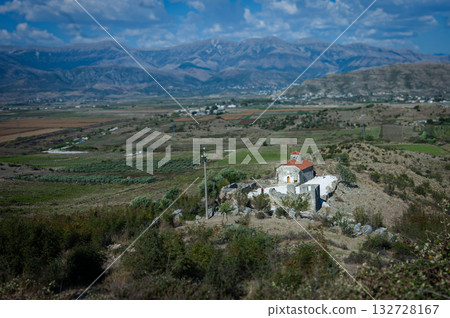 Coastal village of Dhermi with white houses on the slope of mountains. Albania. High quality photo 132728167
