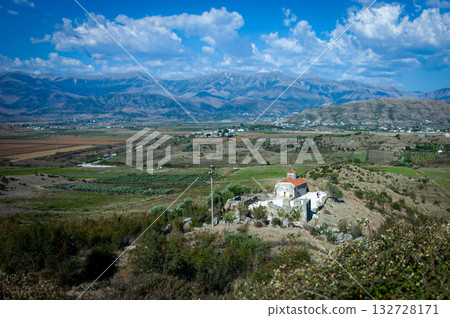 Coastal village of Dhermi with white houses on the slope of mountains. Albania. High quality photo Coastal village of Dhermi with white houses on the slope of mountains. Albania. High quality photo 132728171