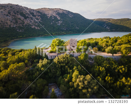 The UNESCO world heritage site of Butrint at sunset light, Buthrotum, Albania. High quality photo The UNESCO world heritage site of Butrint at sunset light, Buthrotum, Albania. High quality photo 132728193