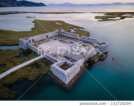 Ali pasha's castle in Butrint lake national park. High quality photo 132728204