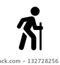 Walking person (elderly / senior) silhouette icon illustration man 132728256