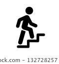 Person climbing stairs, full body (sideways) silhouette icon illustration man 132728257
