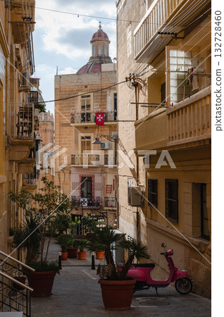 Crowds enjoy the magical atmosphere of Birgu by Candlelight, as ancient streets of Citta Vittoriosa glow with candles during Birgufest in Malta 132728460
