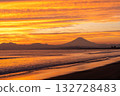 Shonan Kugenuma Coast Orange sunset and Mt. Fuji 132728483