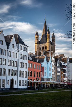 March 7 2025. Cologne city skyline in summer along the Rhine river, North Rhine-Westphalia, Germany. High quality photo 132728488