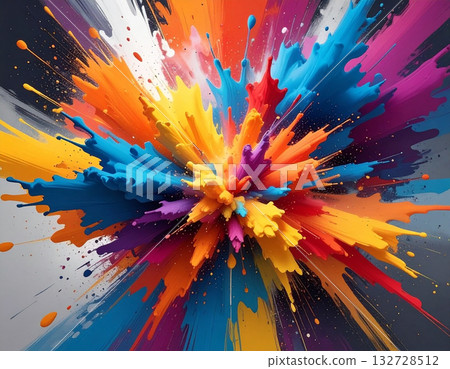 Colorful particle splatter background 132728512