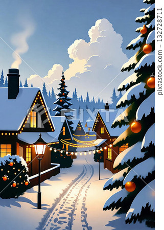 一個慶祝聖誕節的村莊 132728711