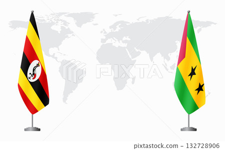 Uganda and Sao Tome and Principe flags for official meeti Uganda and Sao Tome and Principe flags for official meeti 132728906