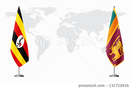 Uganda and Sri Lanka flags for official meeting Uganda and Sri Lanka flags for official meeting 132728916