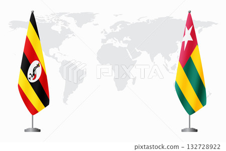 Uganda and Togo flags for official meeting 132728922