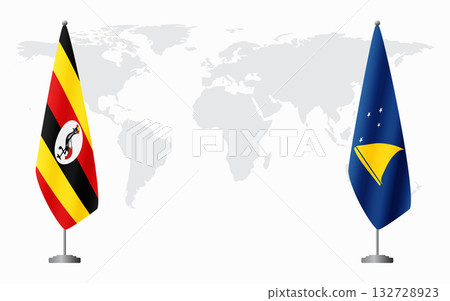 Uganda and Tokelau flags for official meeting 132728923