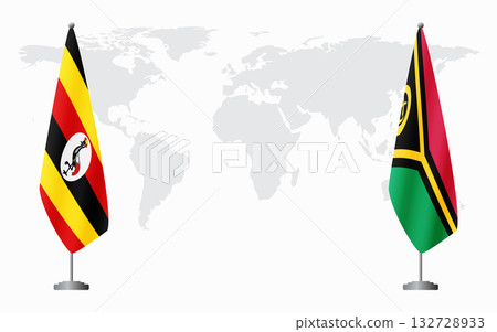 Uganda and Vanuatu flags for official meeting Uganda and Vanuatu flags for official meeting 132728933